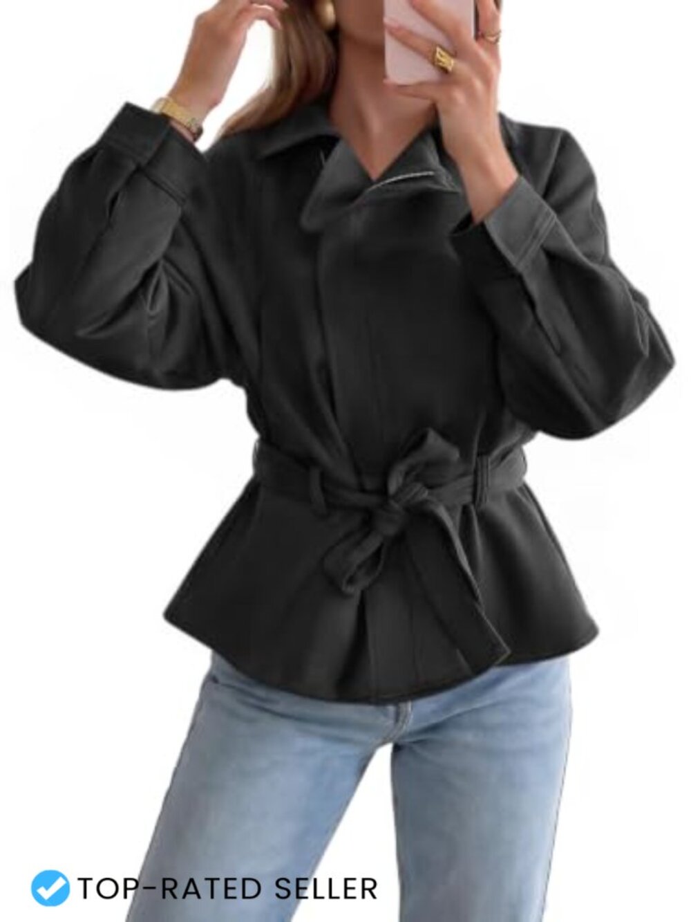Womens Faux Suede Cropped Moto Jacket Zip Up Lapel Trench Coat
